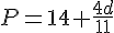 P = 14 + (4 d)/11